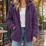 Ines-June Hooded Teddy Jacket - Purple