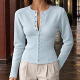 Karen Ribbed Cardigan - Light Blue