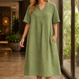 Audrey Relaxed Midi Dress - Green