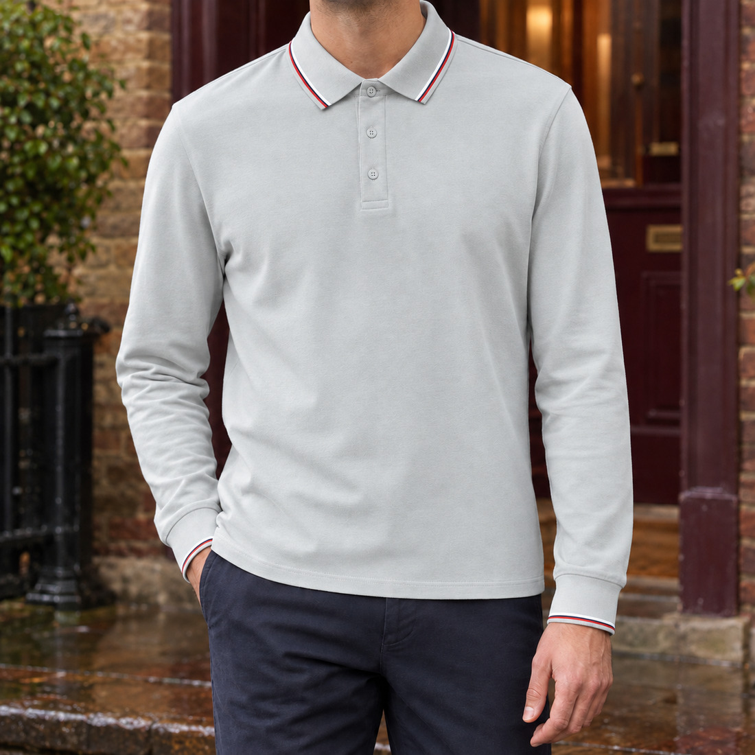 Stanley-Lane Tipped Polo - Nio Gray -blocked Col