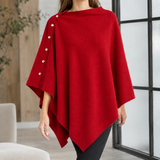 Padbury Buttoned Poncho - Red
