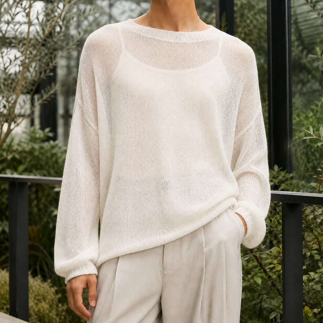 Orion Cashmere Sweater - White