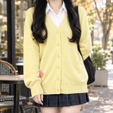 Ilaria-Lane V Neck Cardigan - Yellow
