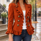 Mercedes-Lane Ruffled Jacket - Orange-red