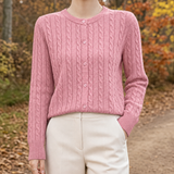 Karen-Eve Cable Knit Cardigan - Pink