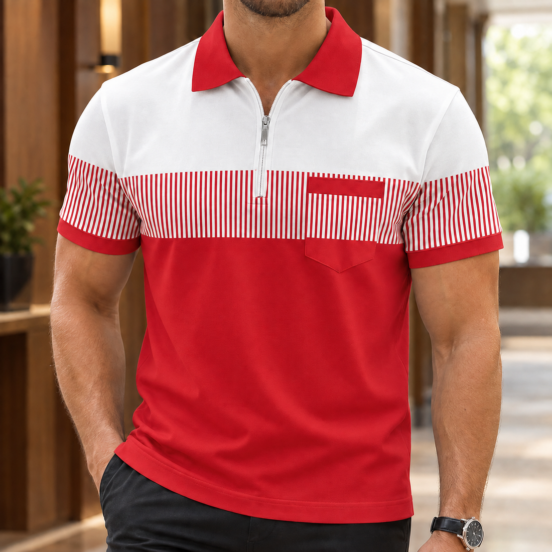 Rowan-Jude Zip Polo - Red
