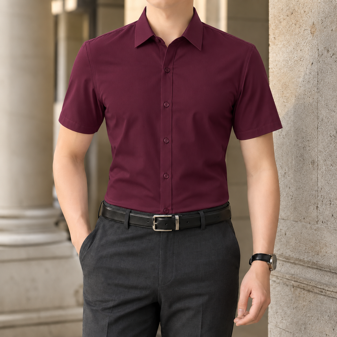 Octave Short Sleeve Shirt - Short Sleeve Shirt Burgundy