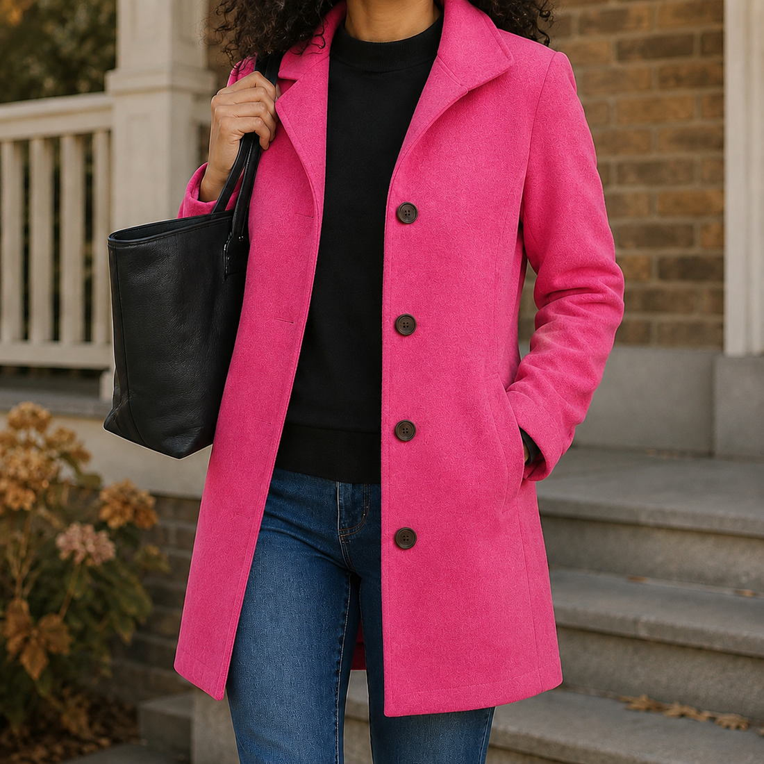 Alba-Sage Straight Cut Coat - Pink