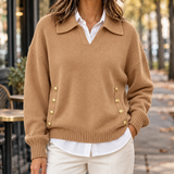 Leila-Louise Collared Sweater - Apricot