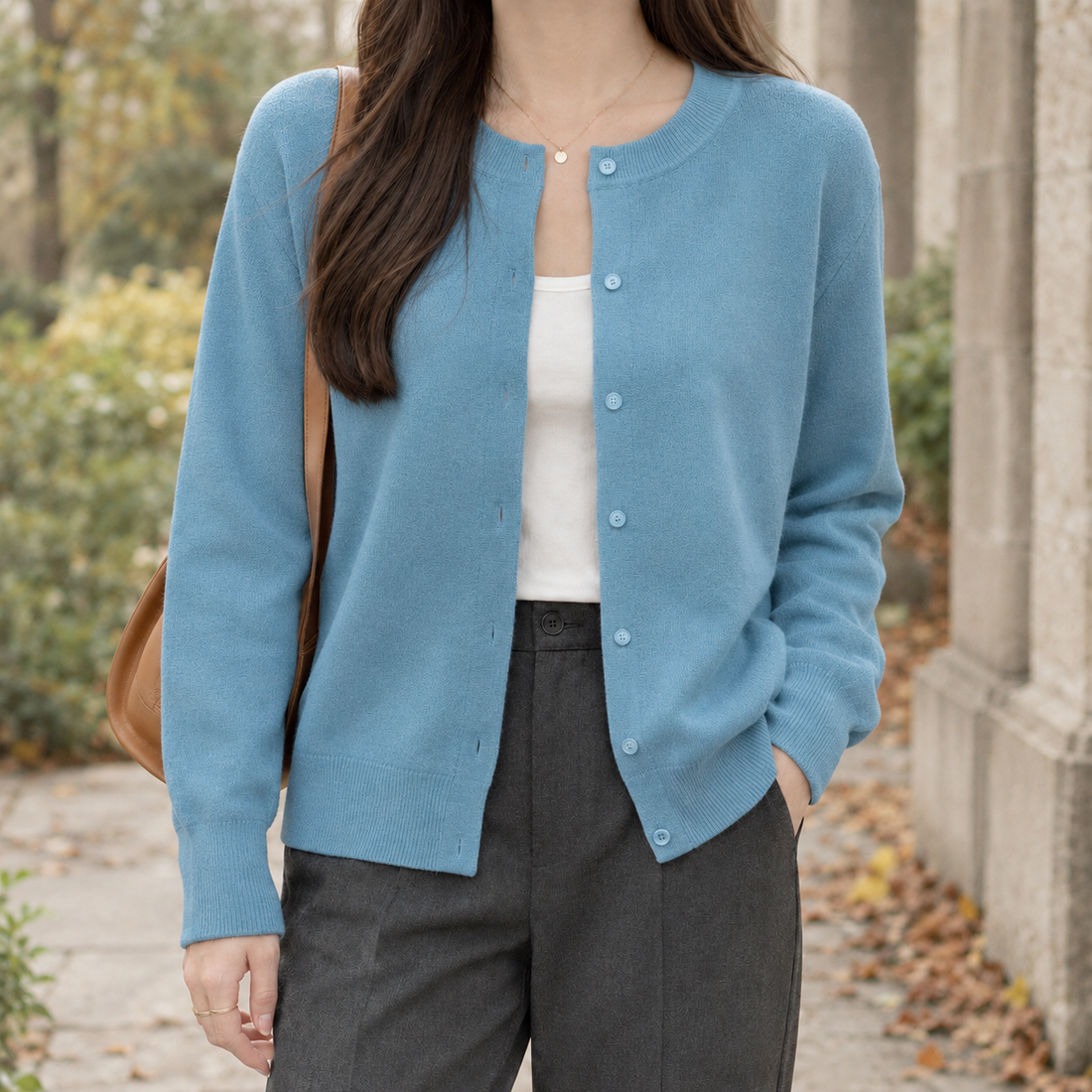 Leontine-Hope Cashmere Cardigan - Mist Blue