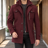 Benjamin Double Collar Coat - Wine Red