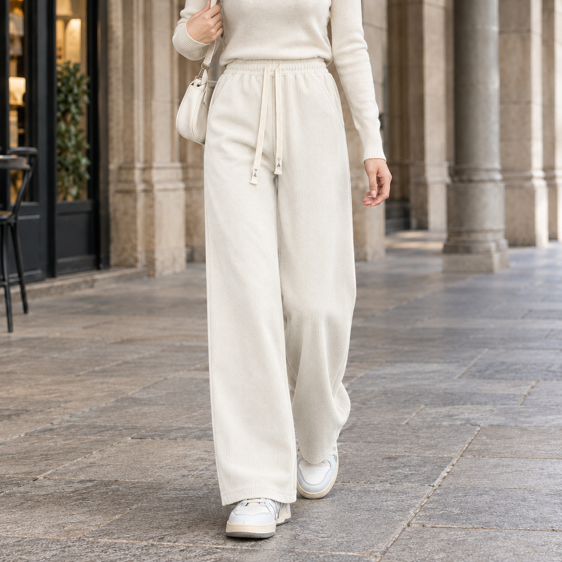 Ashley-Faye Wide Leg Pants - Milky White Little