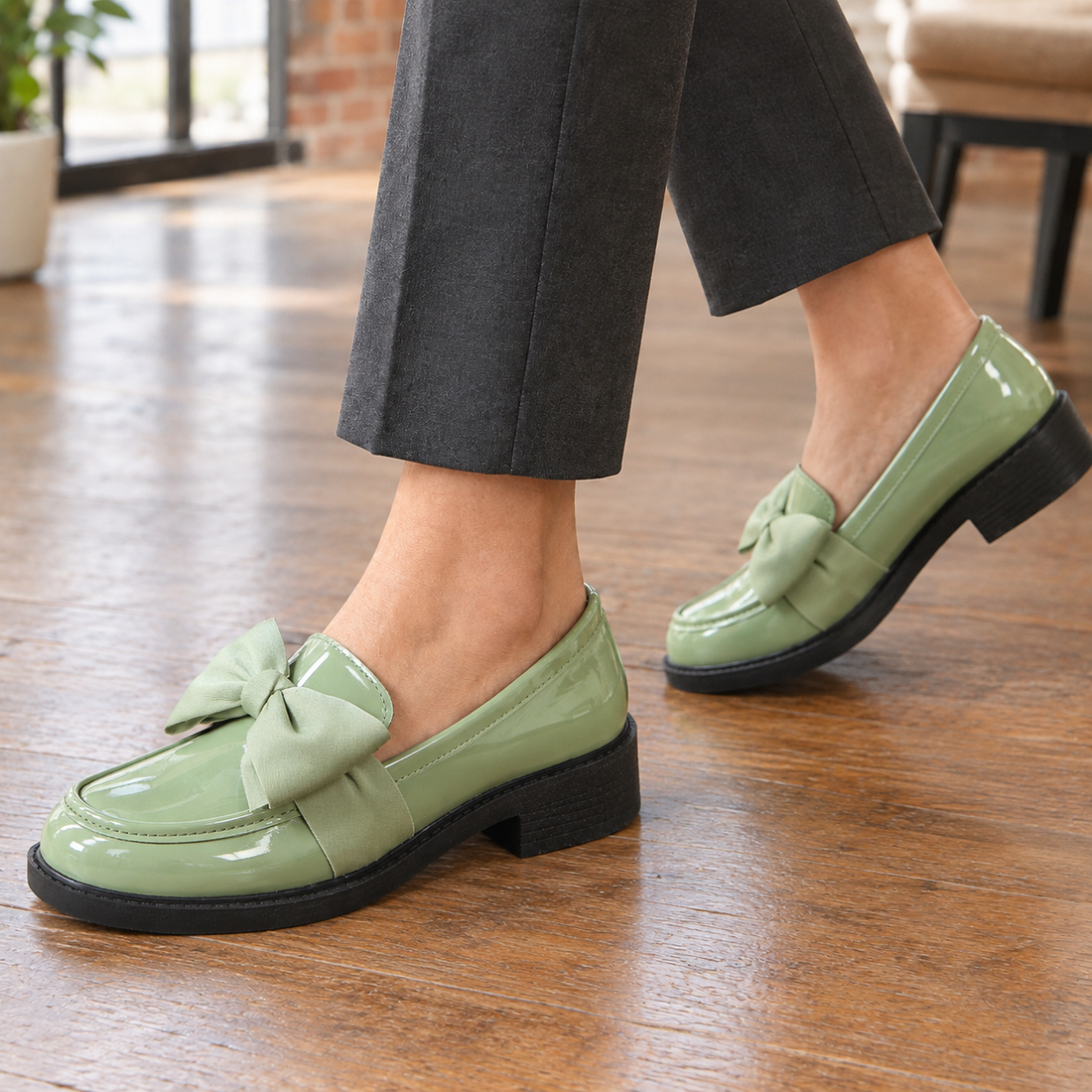 Pordenone Bow Loafers - Green