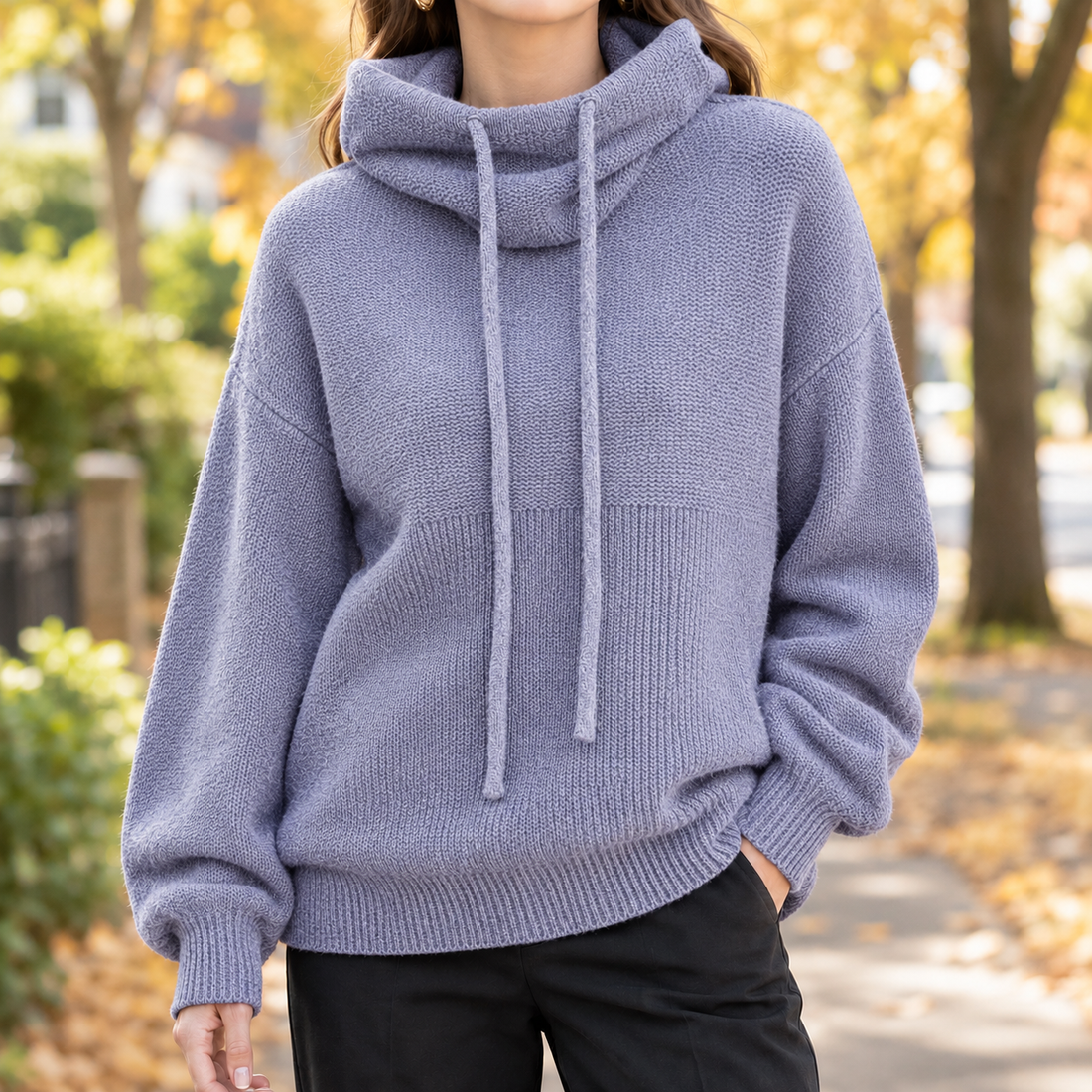 Arabella-Belle Cowl Neck Sweater - Purple