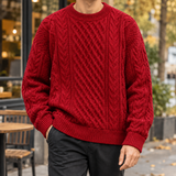 Louis-Wren Cable Knit Sweater - Red