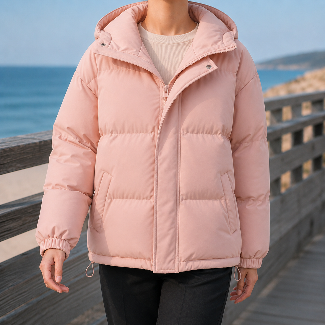 Darcy Hooded Puffer Jacket - Blush Pink