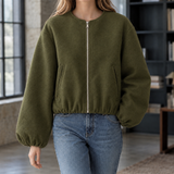 Alma-Elise Balloon Sleeve Jacket - Army Green