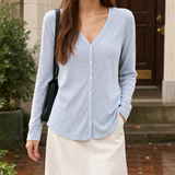 Nerissa-Mae V-Neck Cardigan - Far Sky Blue