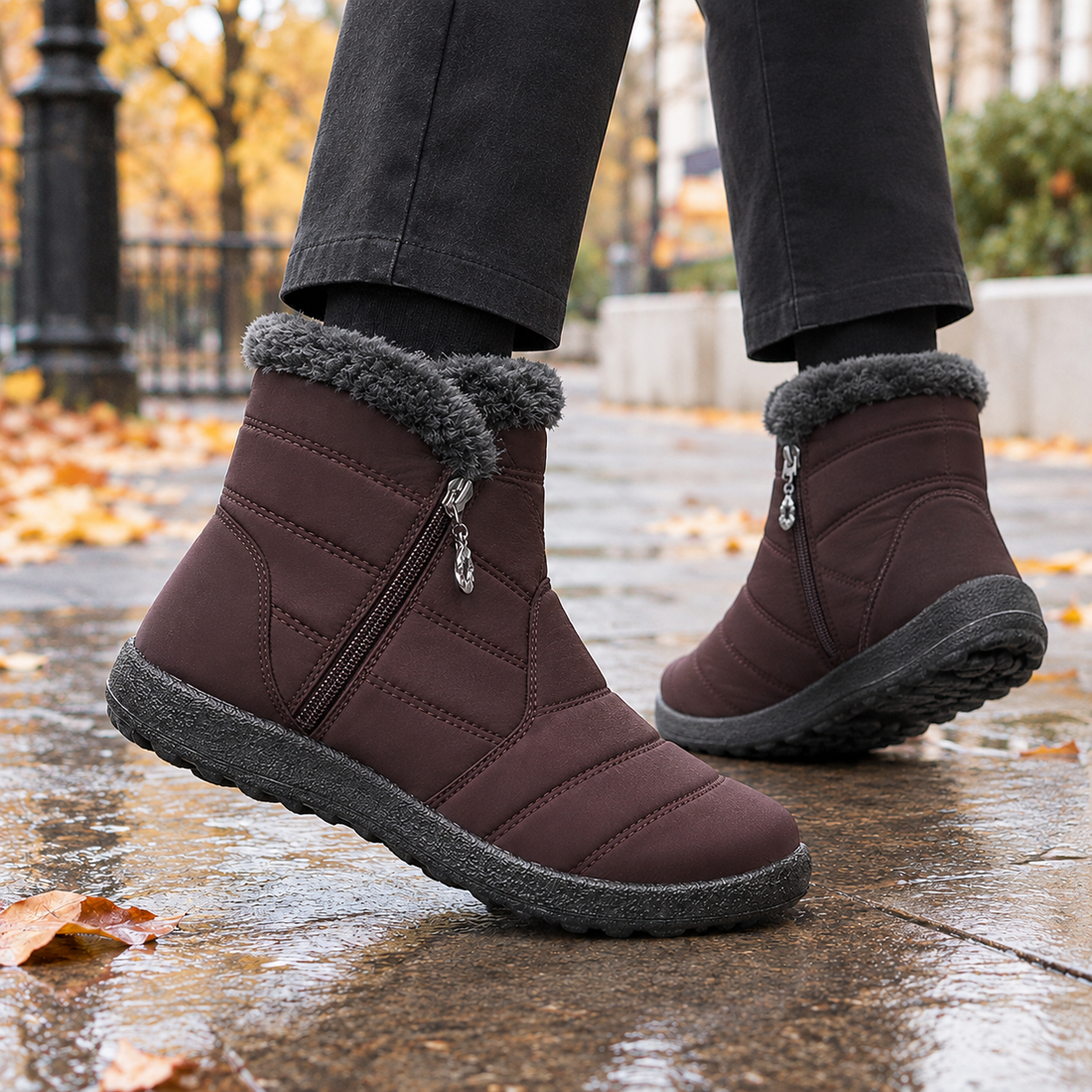 Novara-Parma Quilted Ankle Boots - Brown