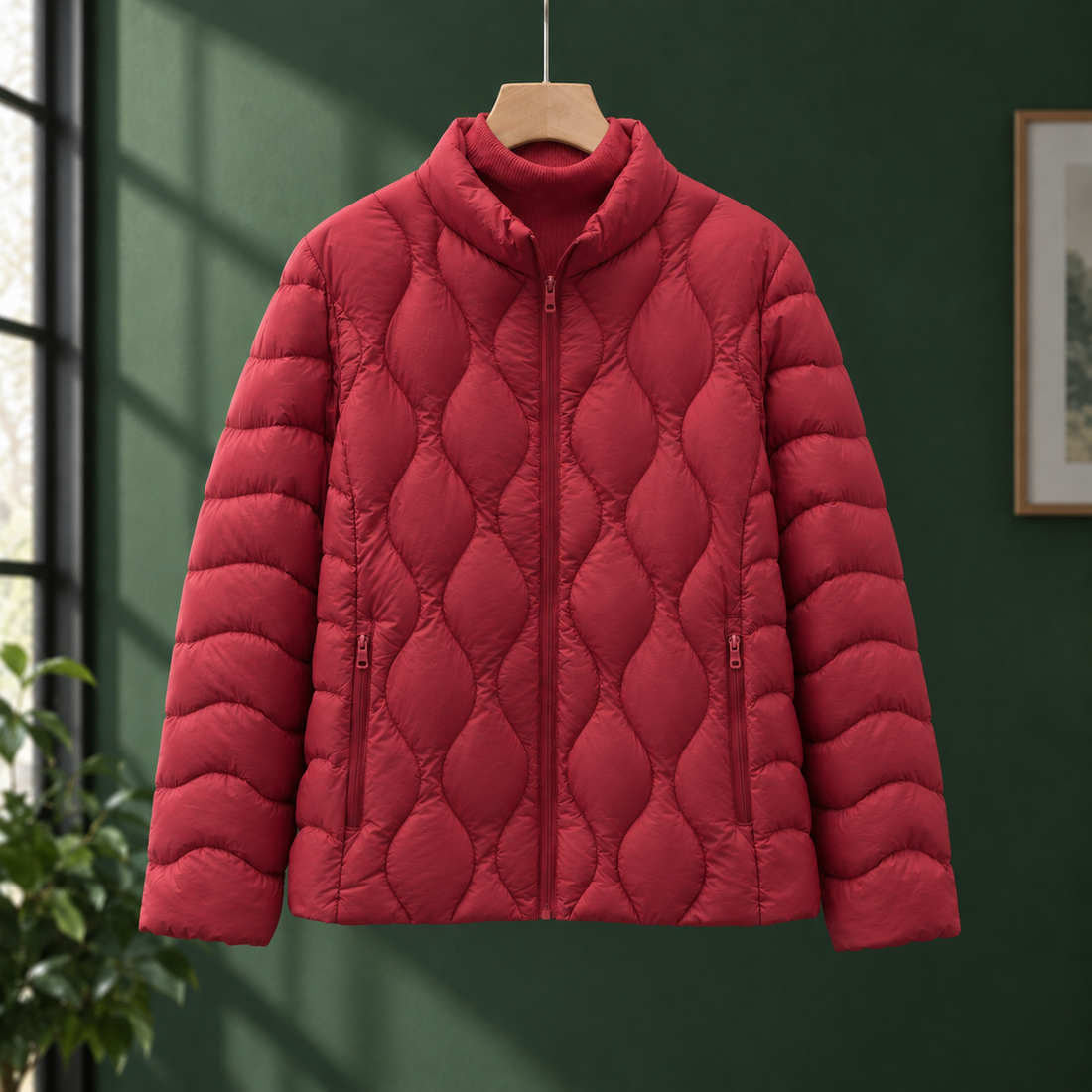 Melisande-Jade Quilted Jacket - Elegant Red