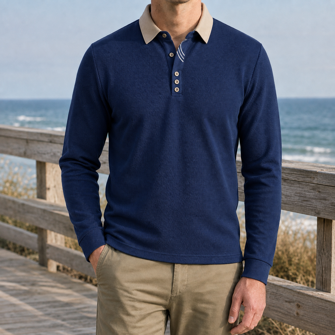 Gustav Polo Sweater - Navy Blue