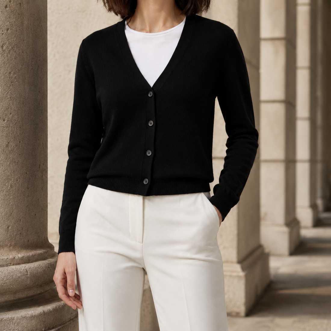 Marlene Merino Cardigan - Black