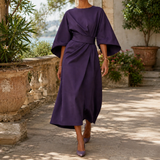Astrid-Hope Belted Midi Dress - Purple