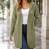 Madeline-Faye Cable Knit Cardigan - Green