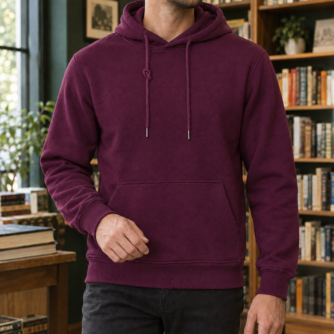 Damian-Cole Hooded Hoodie - Burgundy