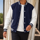 Blaise-Grey Varsity Jacket - Navy Blue