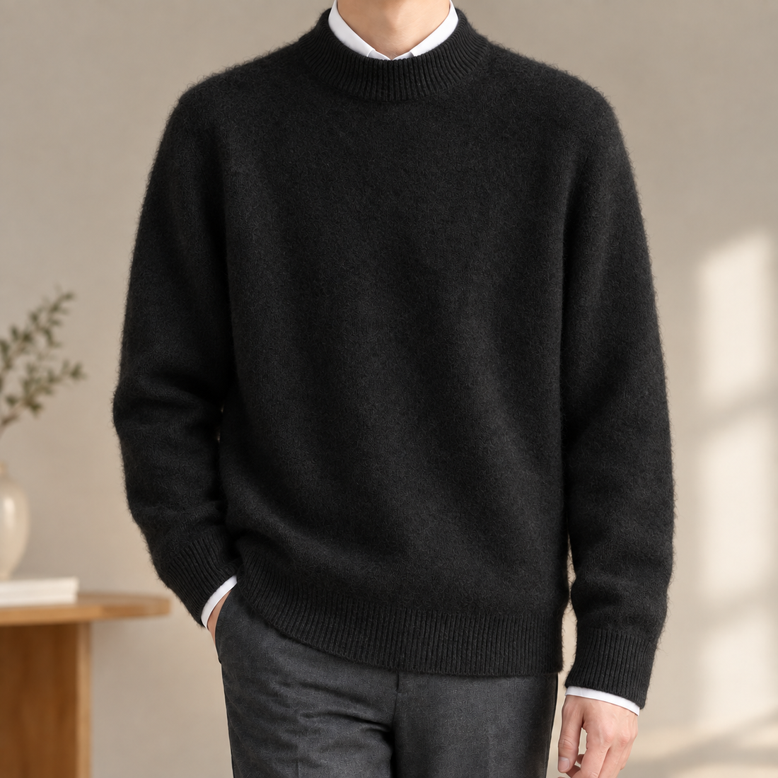 Mateo-Reid Mock Neck Sweater - Black