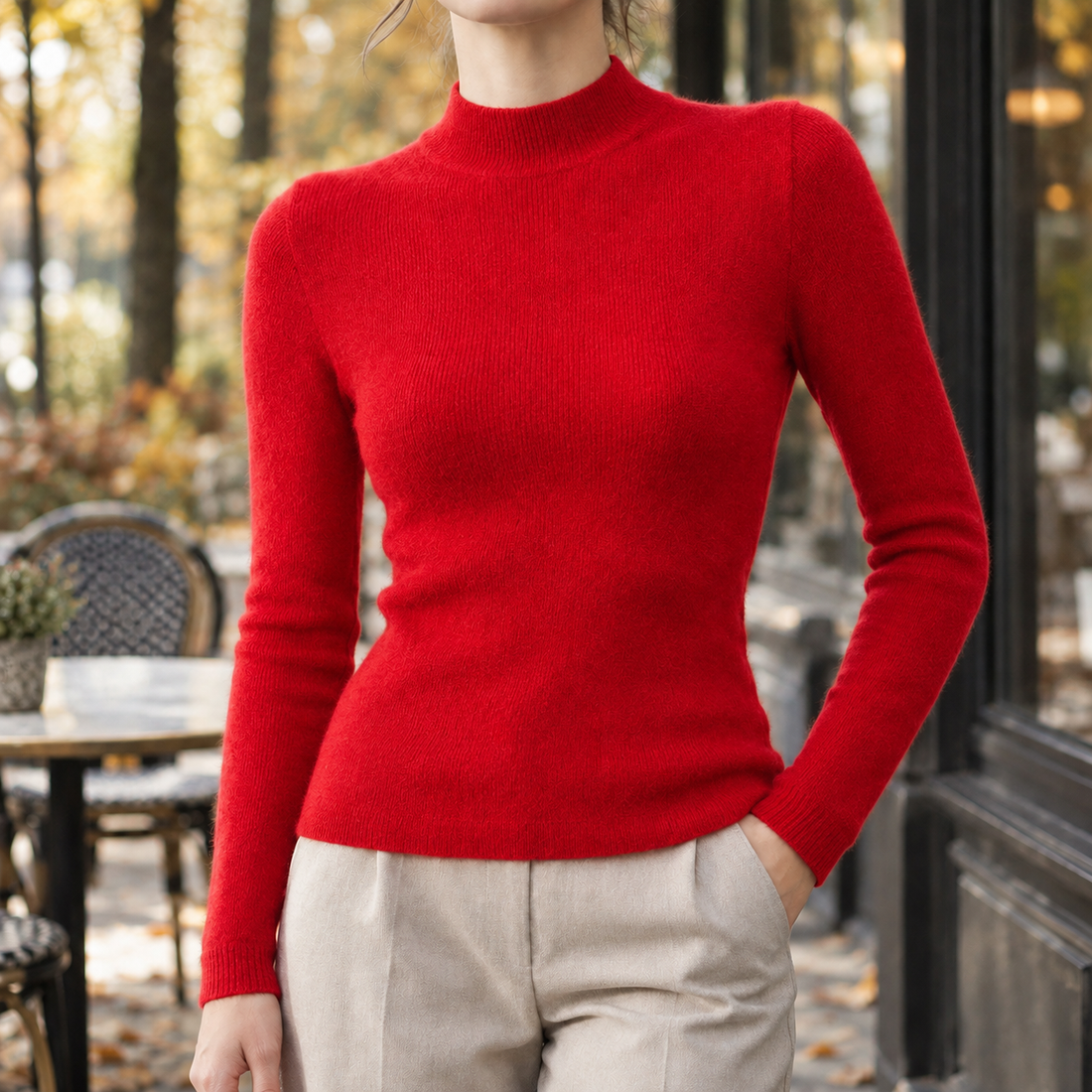 Modesty-Jade Cashmere Sweater - Red