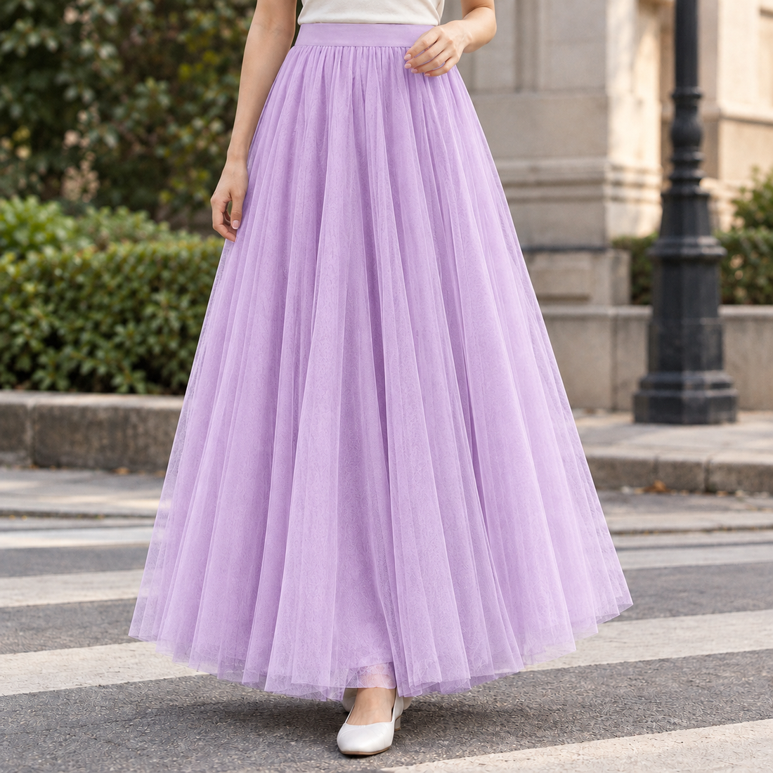 Cadence-Belle Tulle Maxi Skirt - Light Purple