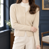 Gillian Crewneck Cardigan - Apricot