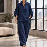 Iris-June Relaxed Pants Set - Dark Blue