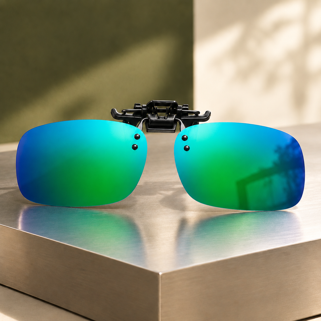 Zephyrin Clip-On Sunglasses - Blue Green (Large)