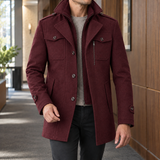 Benjamin Double Collar Coat - Wine Red