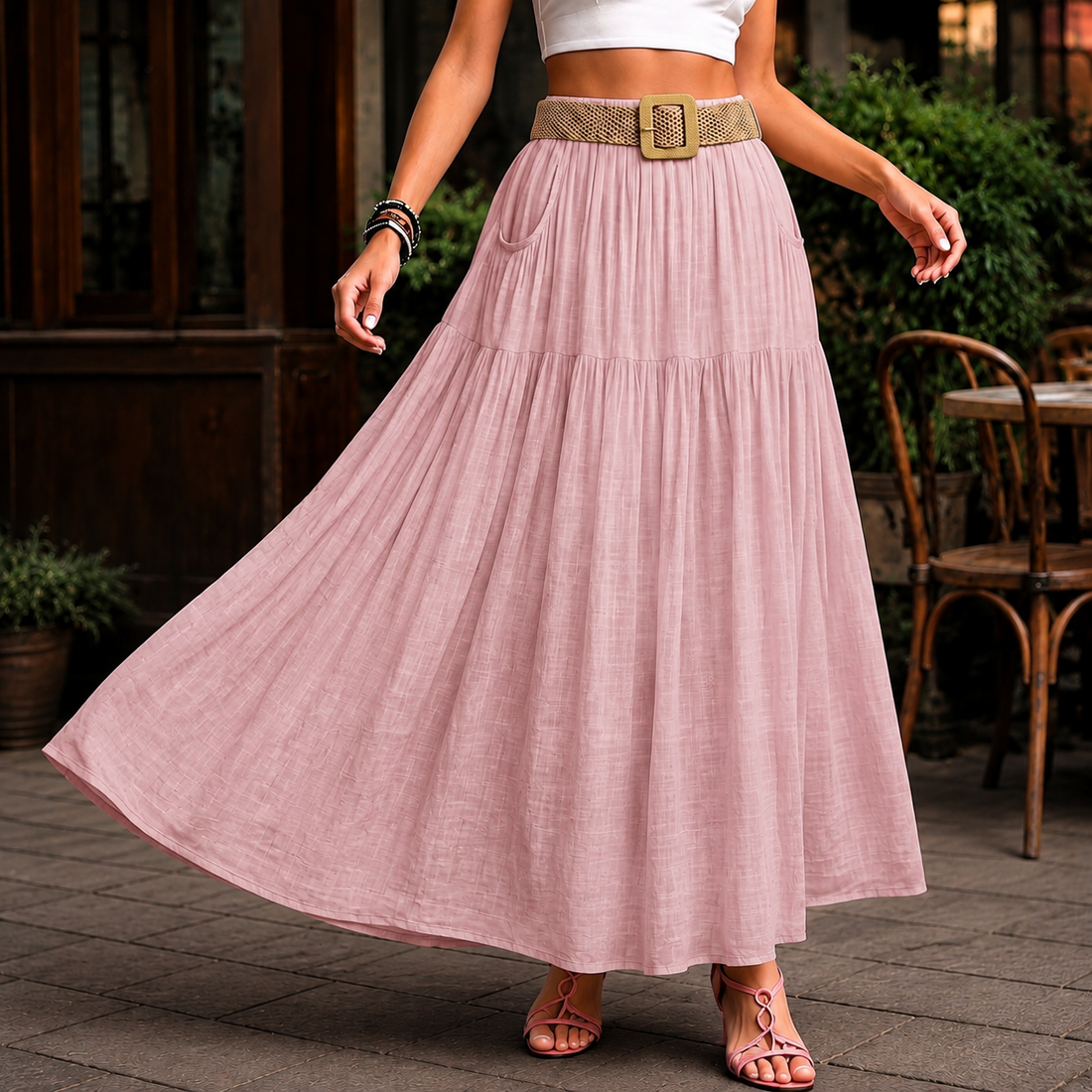 Laurel-Rae Tiered Skirt - Pink