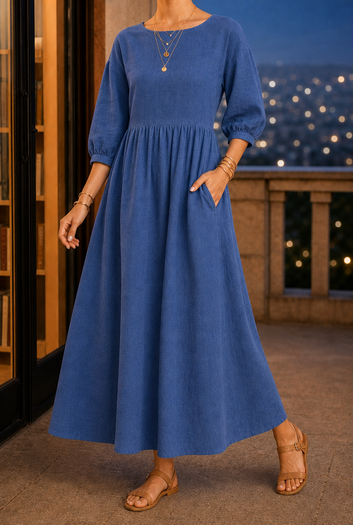 Annabel Smock Maxi Dress - Blue