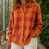 Eloise Plaid Sweater - Orange