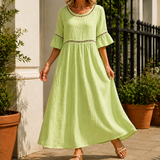 Estella-Rae Eyelet Maxi Dress - Soft Green