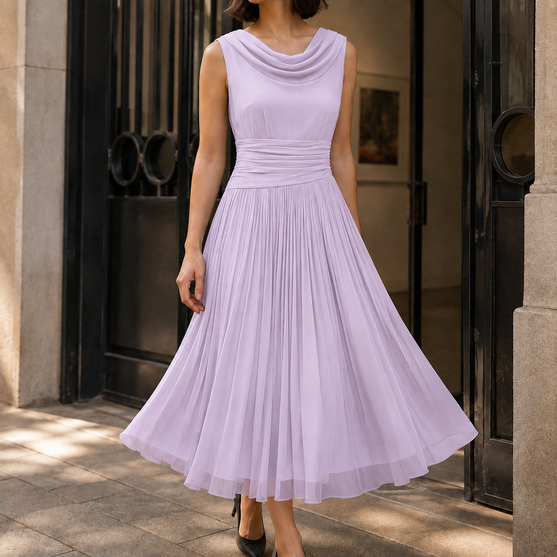 Mabel Cowl Neck Dress - Lavender