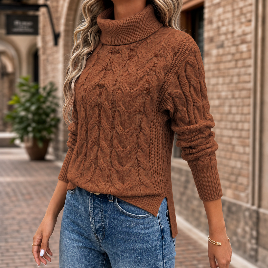 Anais Cable Sweater - Brown