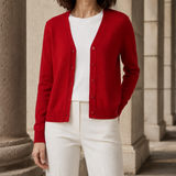 Marlene Merino Cardigan - Cherry Red